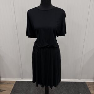 Boden Women's Size 12R Black Short Dolman Sleeve Cinched Waist Stretch Dress